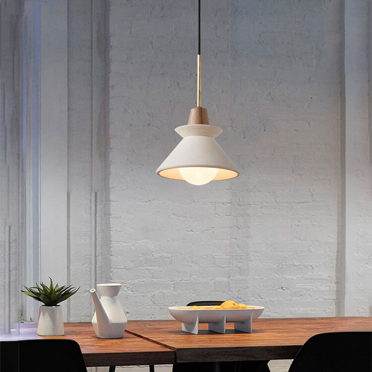 Pendant Light for Kitchen Island | White Cement Tapered Minimalist Design | Lologe
