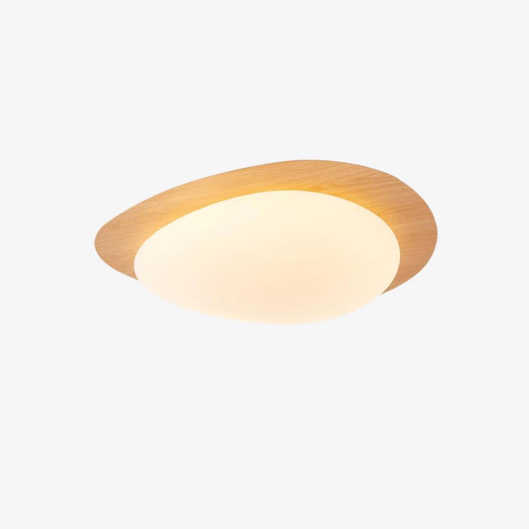 LED Ceiling Lamp for Living Room | Metal Acrylic Pebble Design Walnut Finish | Lologe