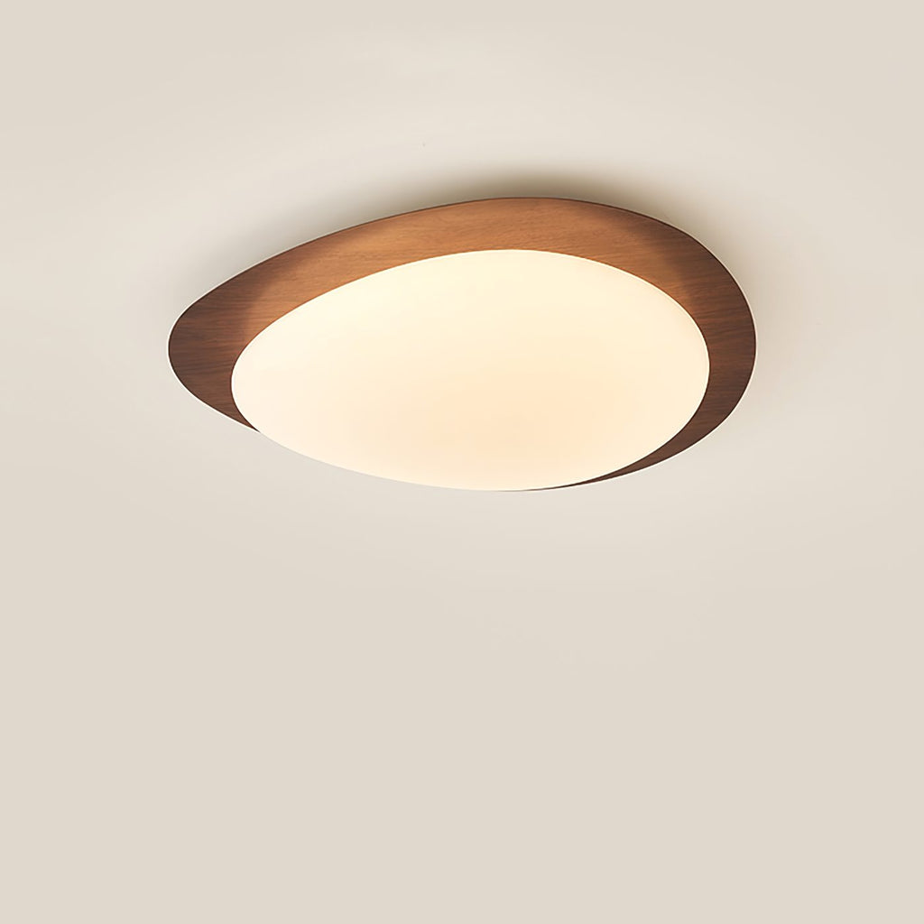 LED Ceiling Lamp for Living Room | Metal Acrylic Pebble Design Walnut Finish | Lologe