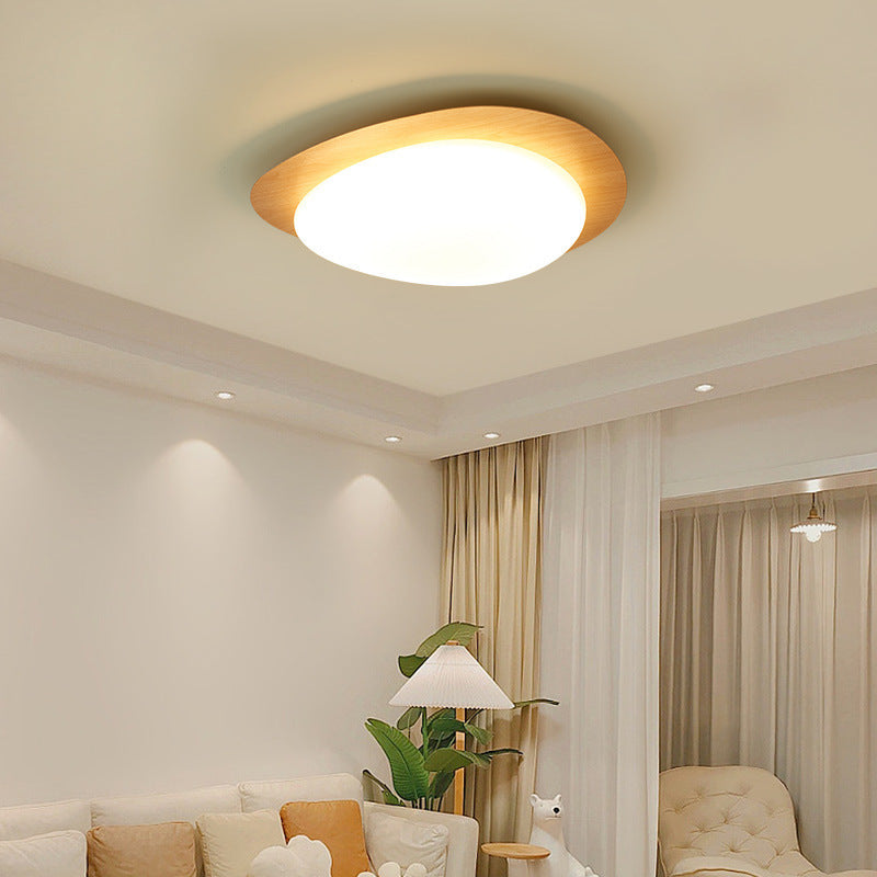 LED Ceiling Lamp for Living Room | Metal Acrylic Pebble Design Walnut Finish | Lologe
