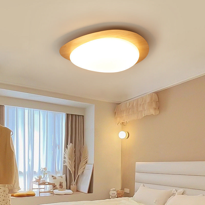 LED Ceiling Lamp for Living Room | Metal Acrylic Pebble Design Walnut Finish | Lologe
