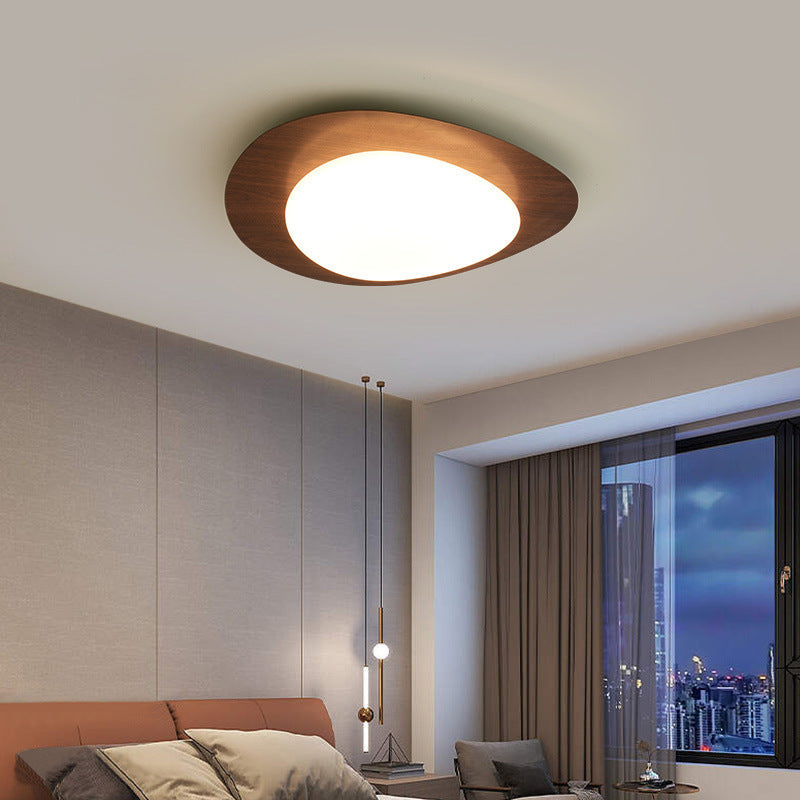 LED Ceiling Lamp for Living Room | Metal Acrylic Pebble Design Walnut Finish | Lologe