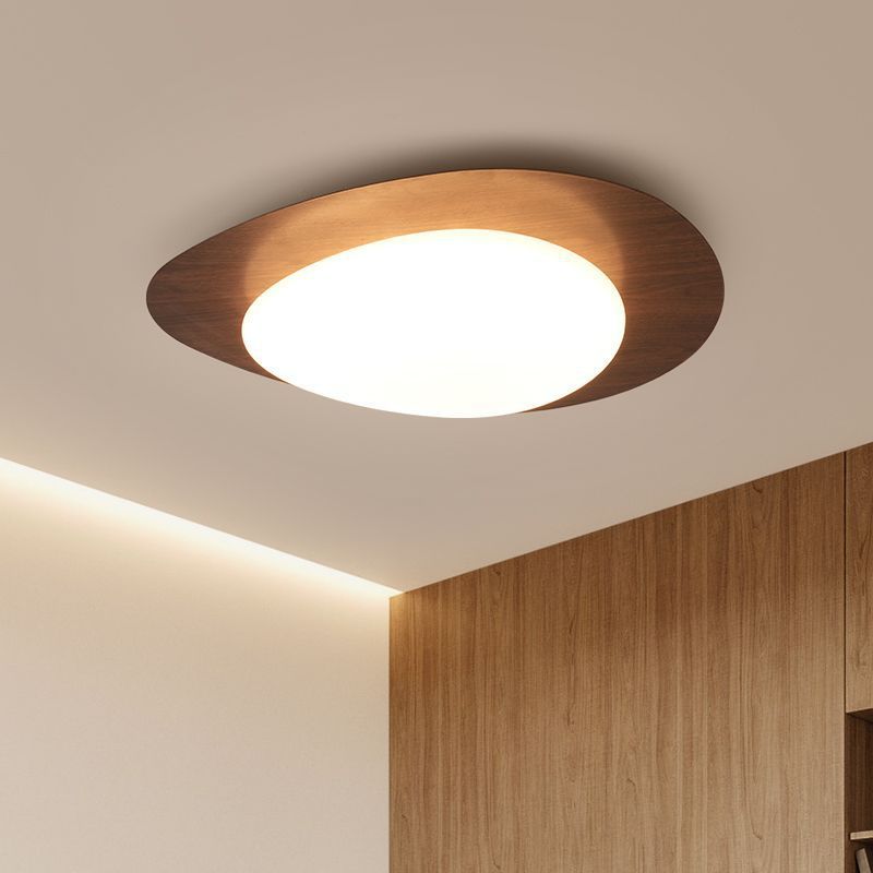 LED Ceiling Lamp for Living Room | Metal Acrylic Pebble Design Walnut Finish | Lologe