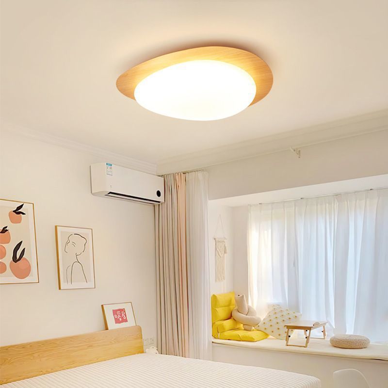 LED Ceiling Lamp for Living Room | Metal Acrylic Pebble Design Walnut Finish | Lologe
