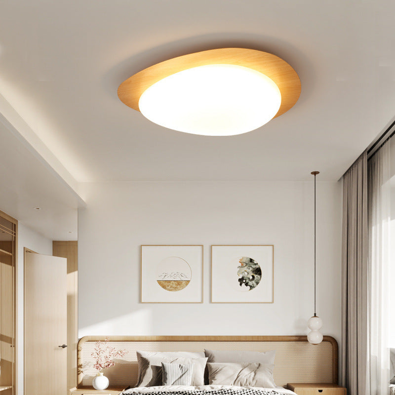 LED Ceiling Lamp for Living Room | Metal Acrylic Pebble Design Walnut Finish | Lologe