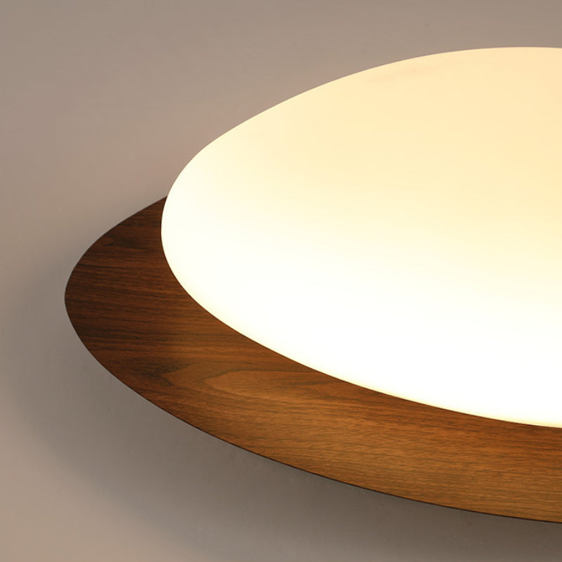 LED Ceiling Lamp for Living Room | Metal Acrylic Pebble Design Walnut Finish | Lologe