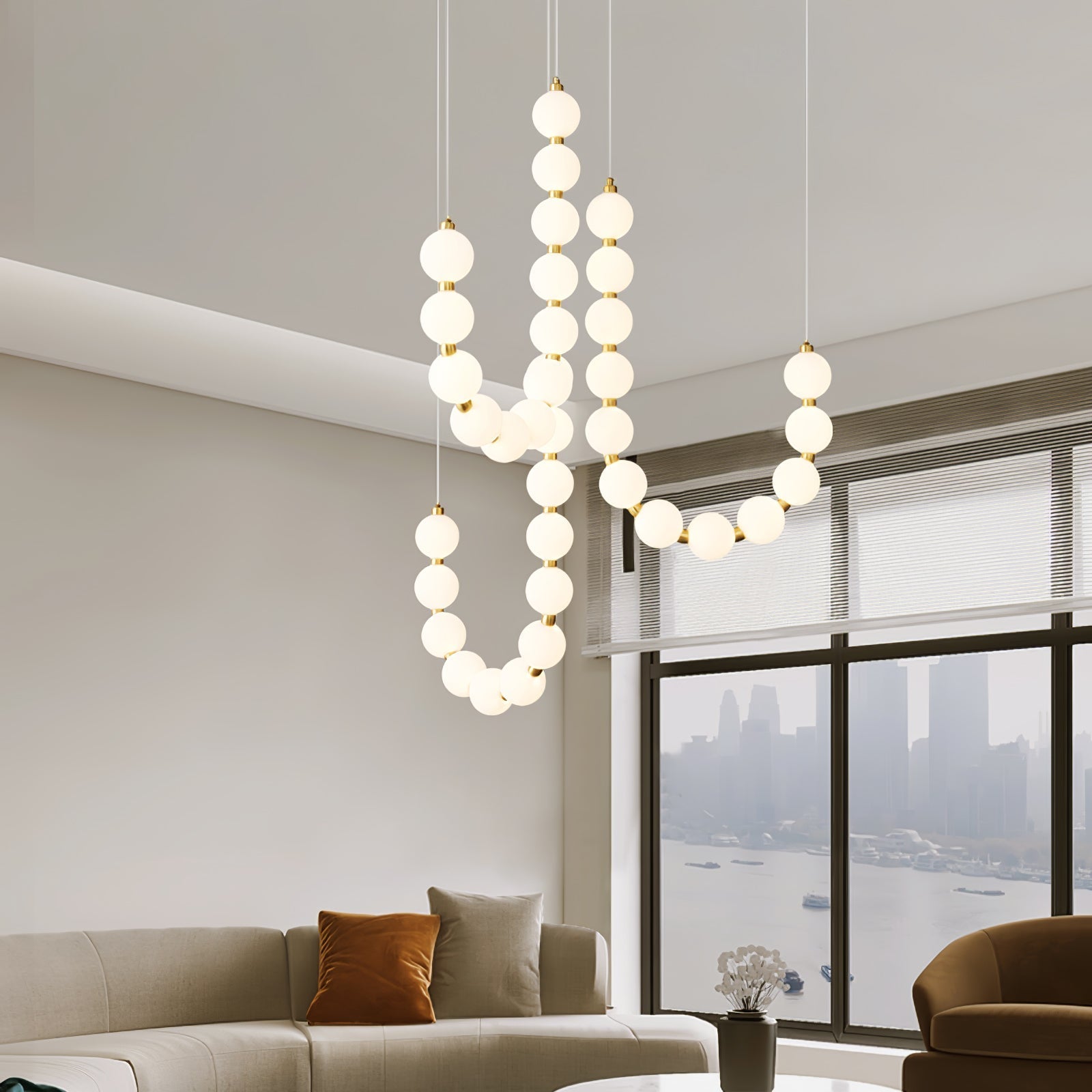 Pearl Chandelier | Modern Glass Globe Ceiling Light for Dining Room | Lologe