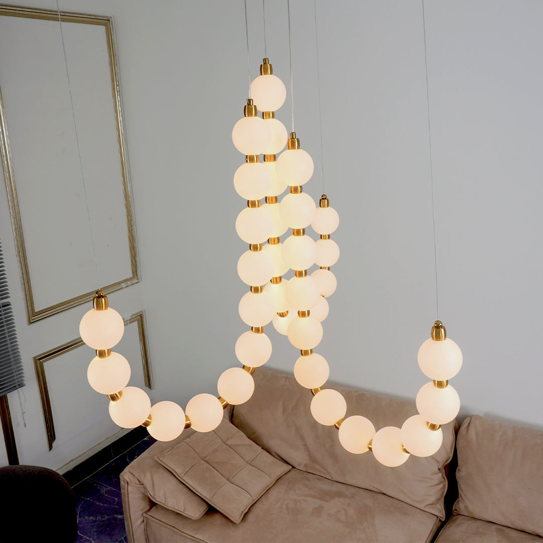 Pearl Chandelier | Modern Glass Globe Ceiling Light for Dining Room | Lologe