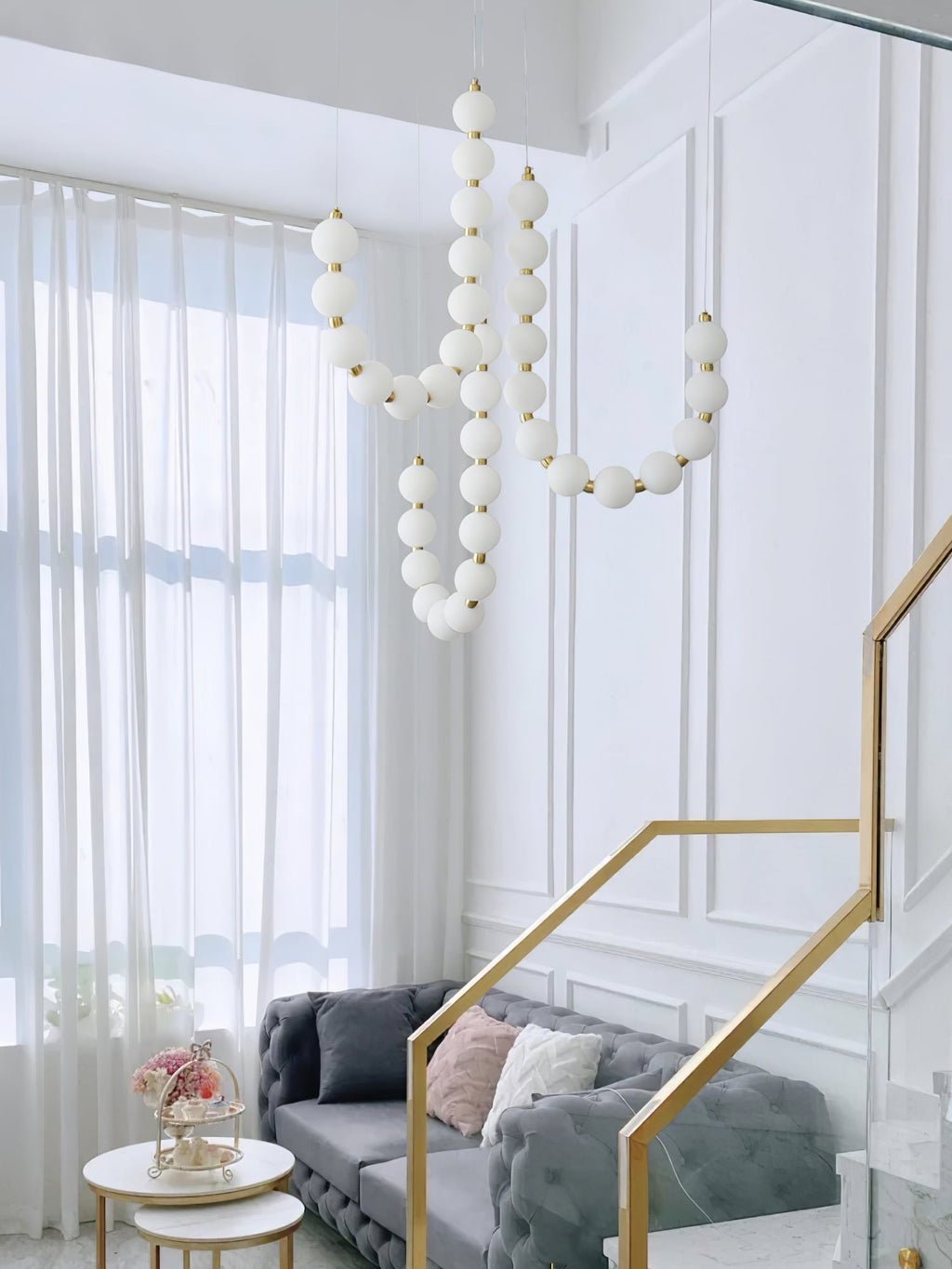 Pearl Chandelier | Modern Glass Globe Ceiling Light for Dining Room | Lologe