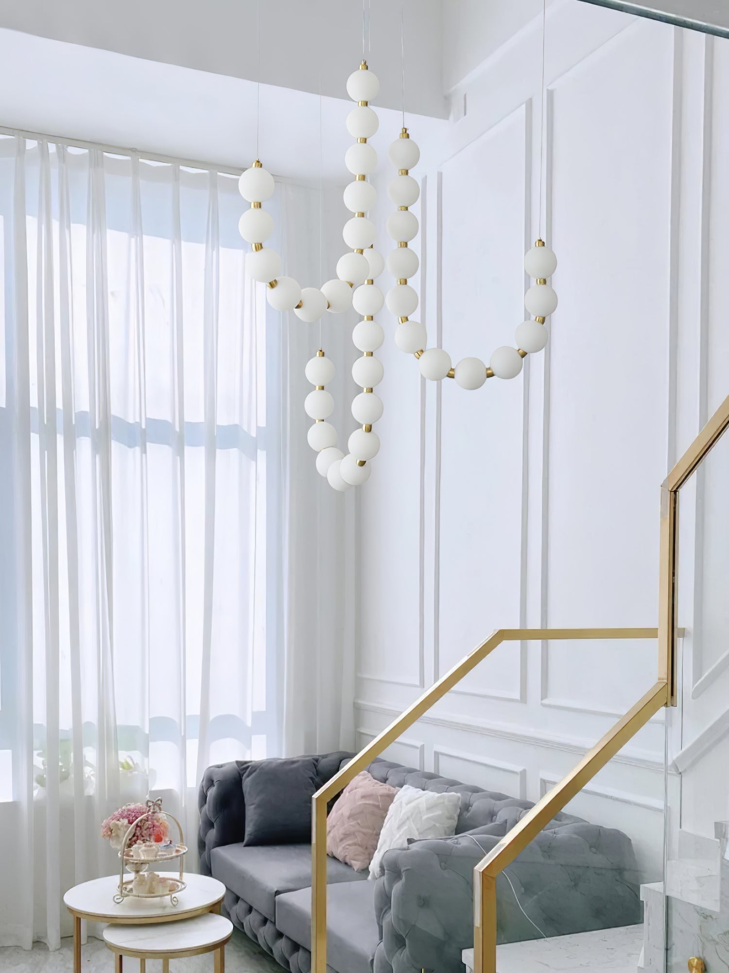 Pearl Chandelier | Modern Glass Globe Ceiling Light for Dining Room | Lologe