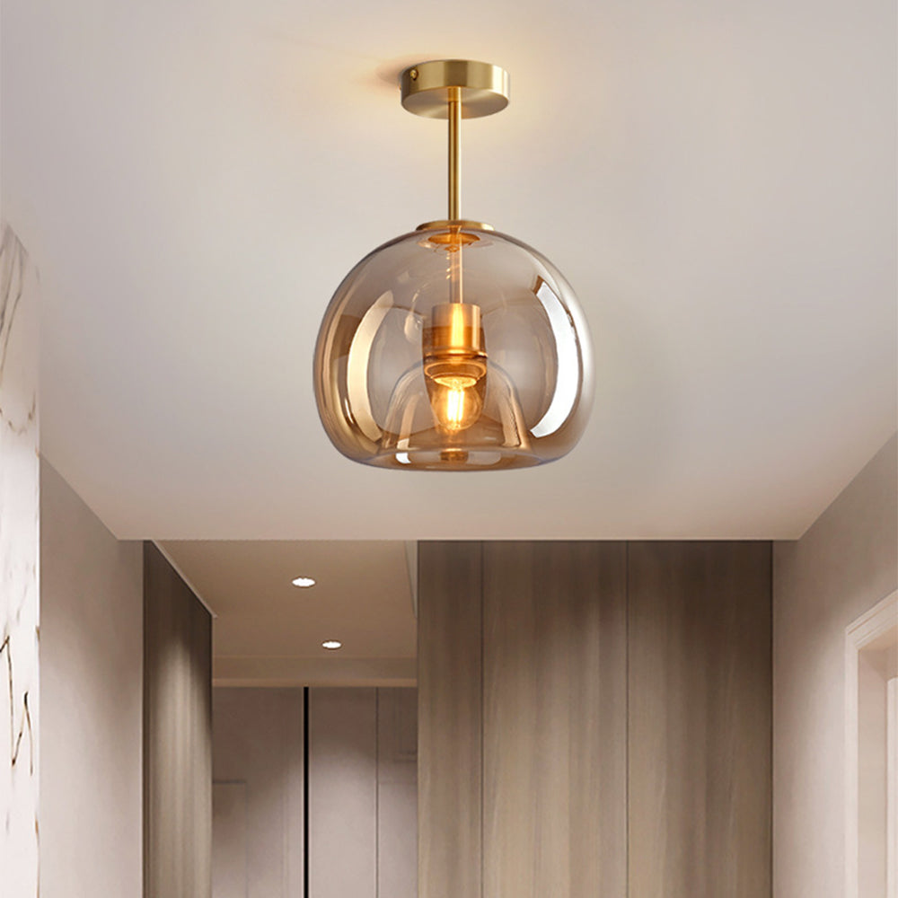 Vintage Glass Gold Ceiling Light | Hallway | Flush Mount | Decorative Glass Shade | Modern | Lologe