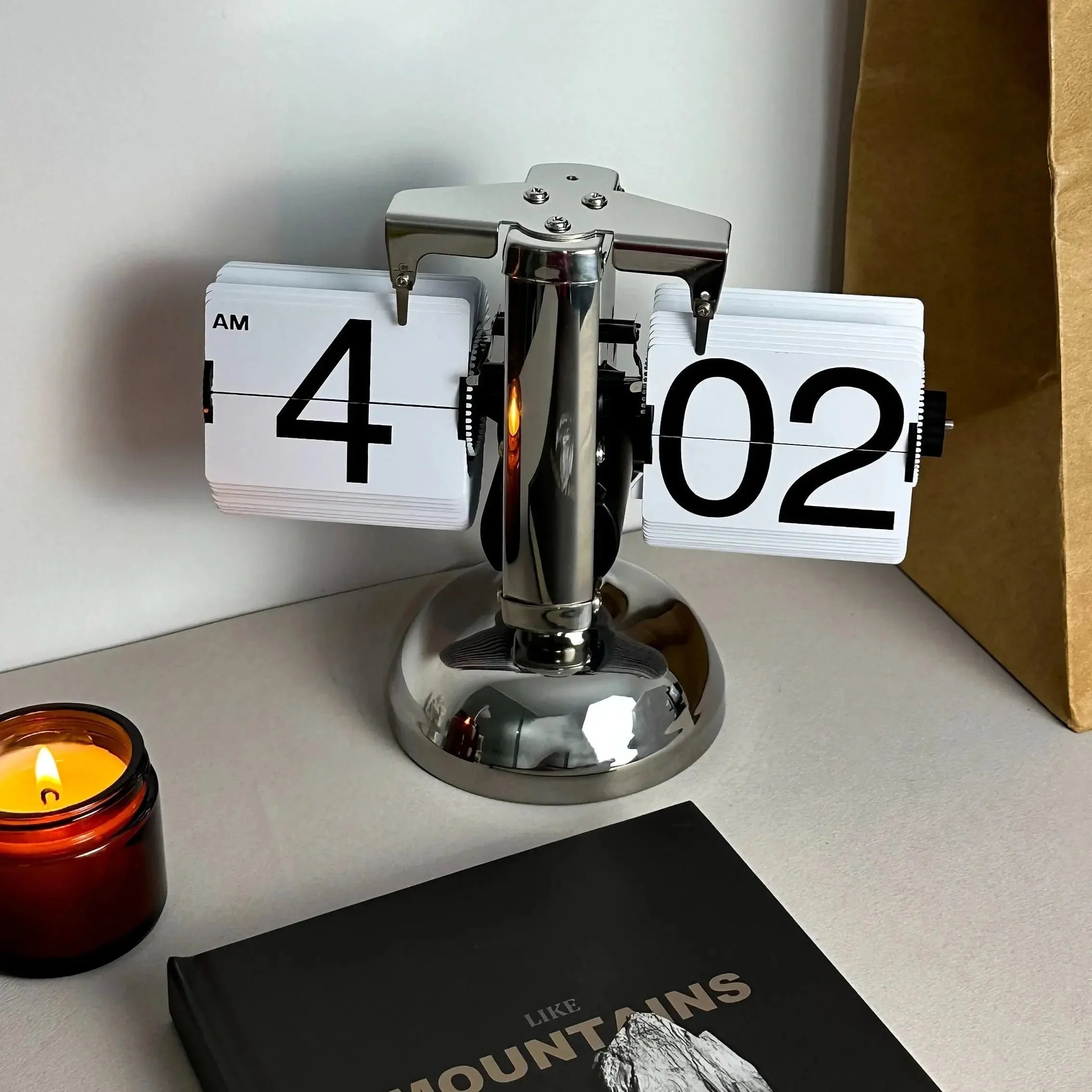 Retro Flip Clock | Stainless Steel | Modern Design | Desktop Display | Minimalist Home Decor | Lologe