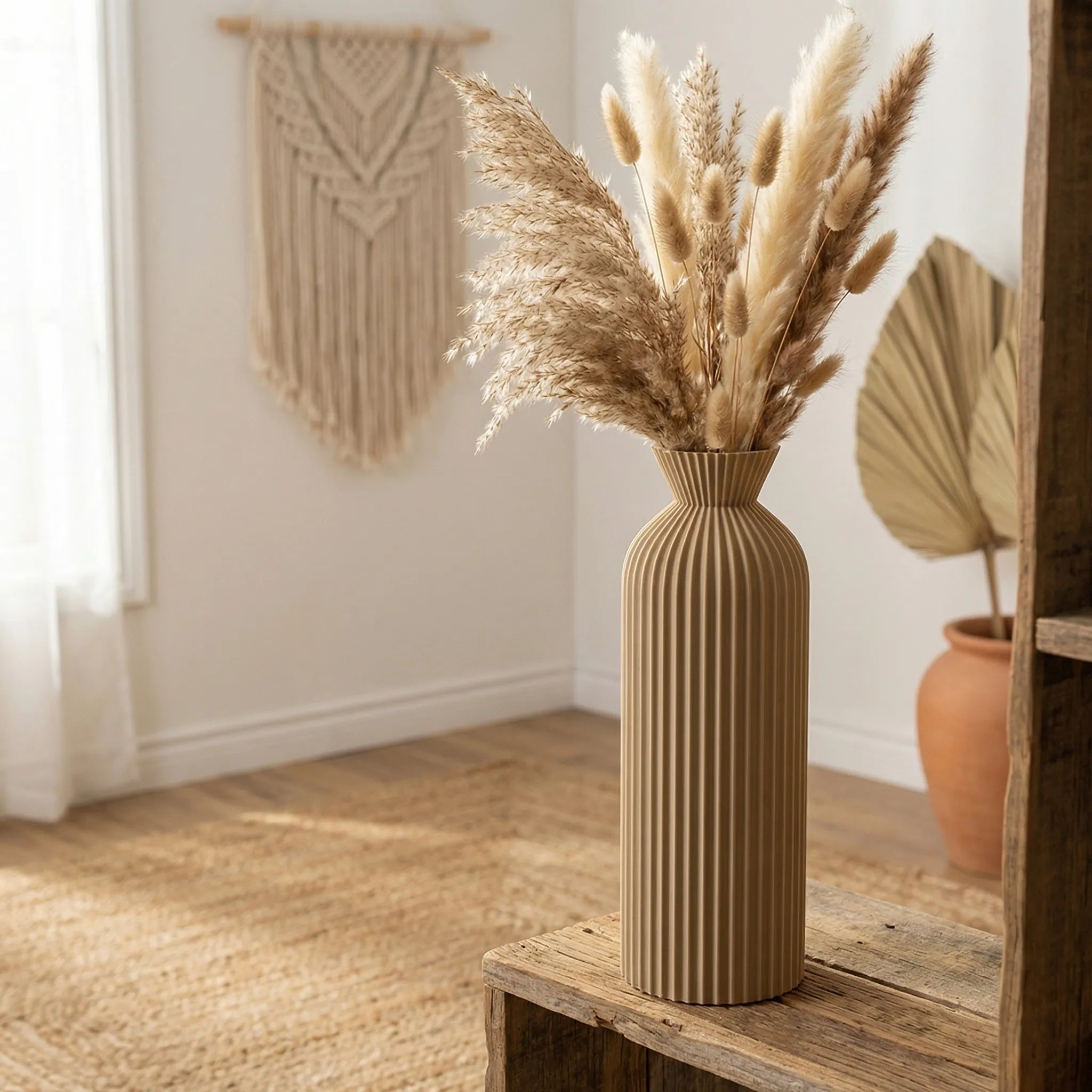 Rillova - Ribbed Tabletop Decorative Vase- Displaying Dried Botanicals
