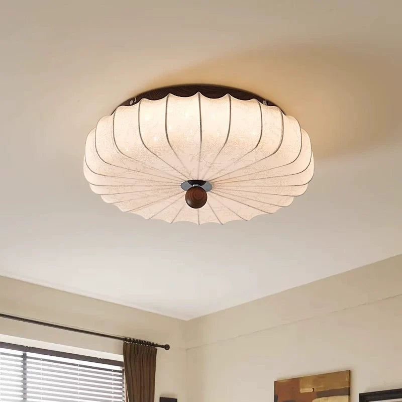 Wood Ceiling Light | Ripple Design Flush Mount Fixture for Bedroom & Living Room | Lologe