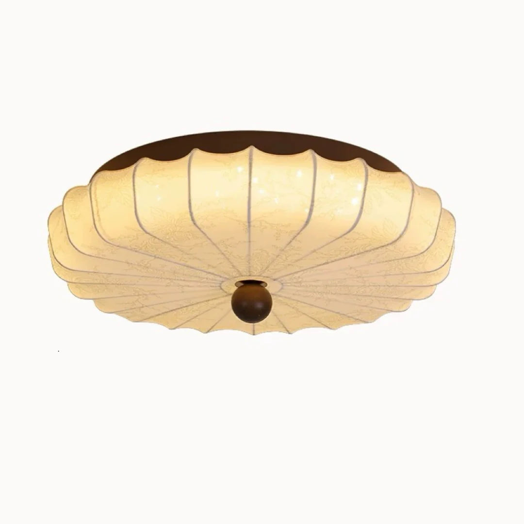 Wood Ceiling Light | Ripple Design Flush Mount Fixture for Bedroom & Living Room | Lologe