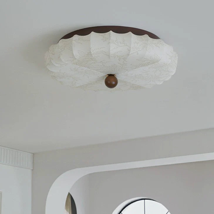 Wood Ceiling Light | Ripple Design Flush Mount Fixture for Bedroom & Living Room | Lologe