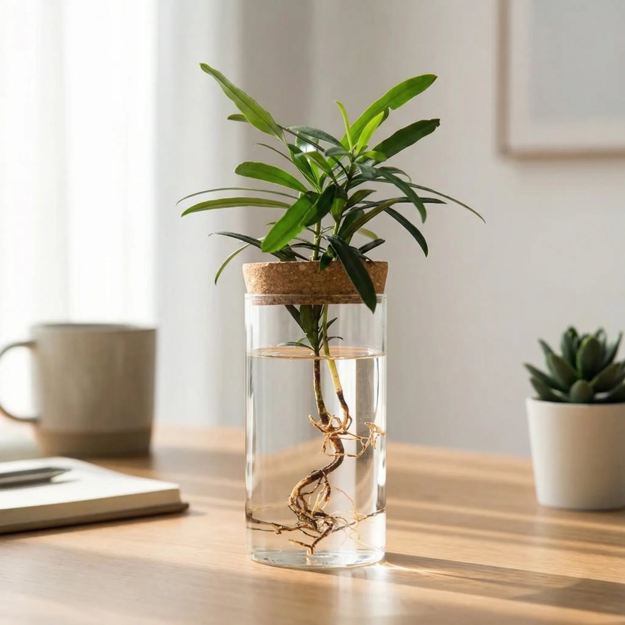 Rootvista - Cylindrical Desktop Hydroponic Planter- Desktop Plant Propagation