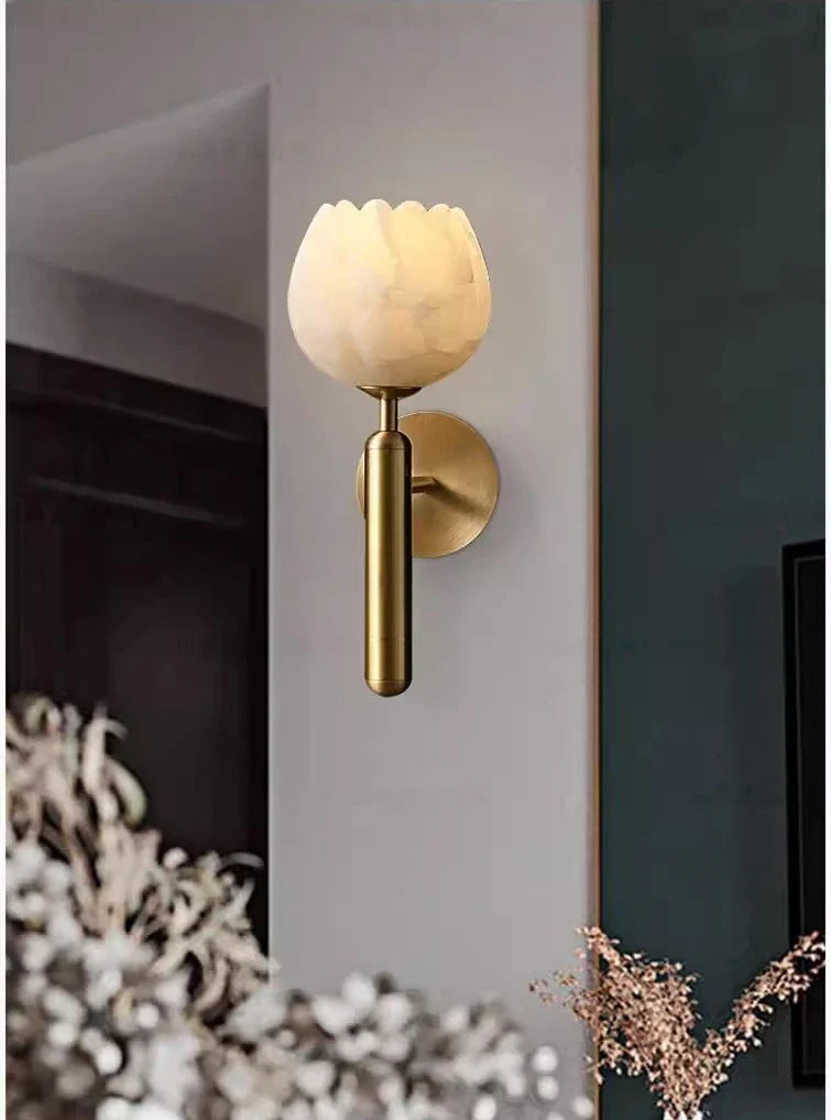 Marble Wall Lamp | Rose Design Modern Wall Light for Bedroom & Hallway | Lologe