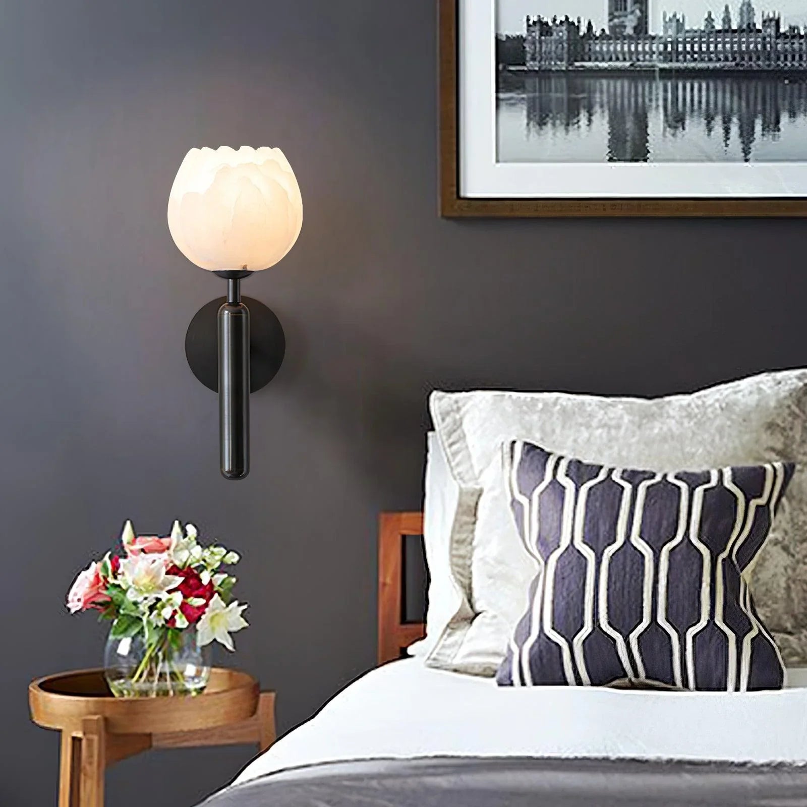Marble Wall Lamp | Rose Design Modern Wall Light for Bedroom & Hallway | Lologe