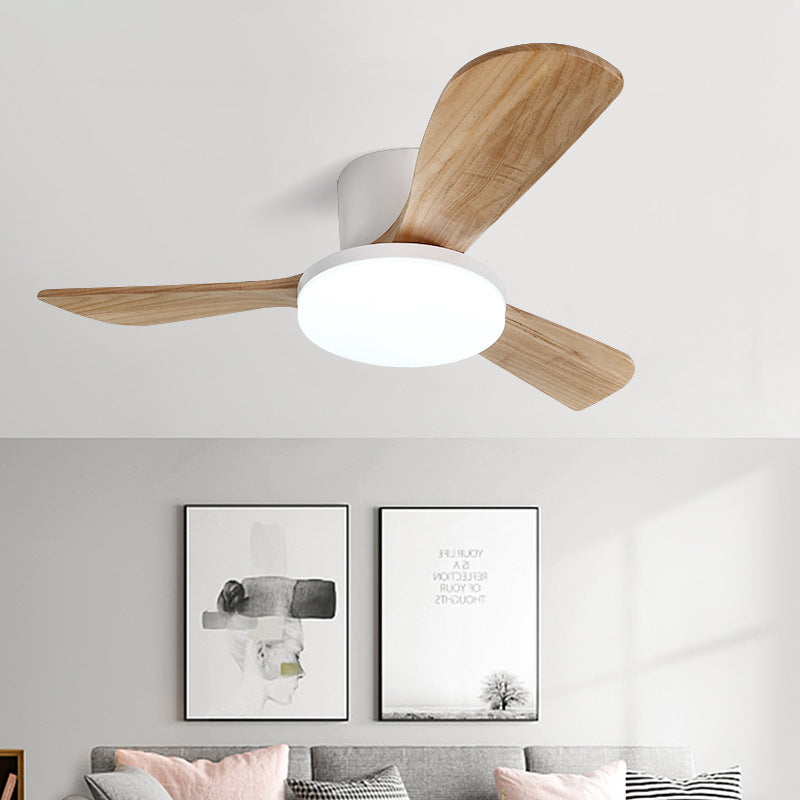 LED Ceiling Fan Light | For Living Room | Copper Wood Acrylic | Semi-Flush Mount | Lologe