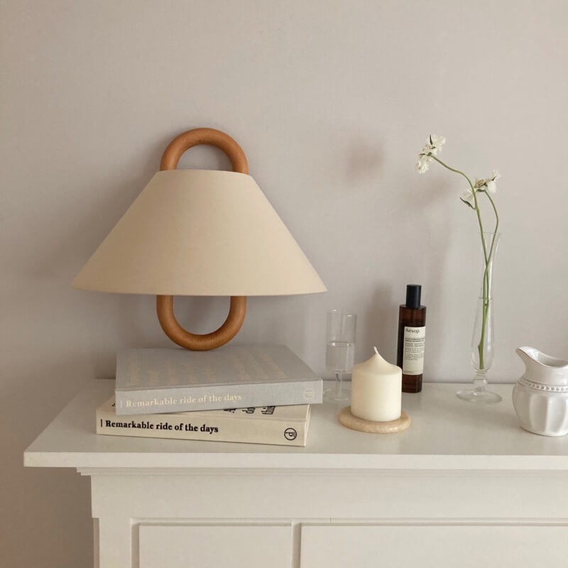 Wood Wall Sconce for Bedroom | Pleated Semi-Circle Shade Modern Lighting | Lologe