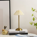 Scandinavian Rechargeable Table Lamp | Iron Fabric Conic Pleated Shade | Bedside | Modern | Lologe