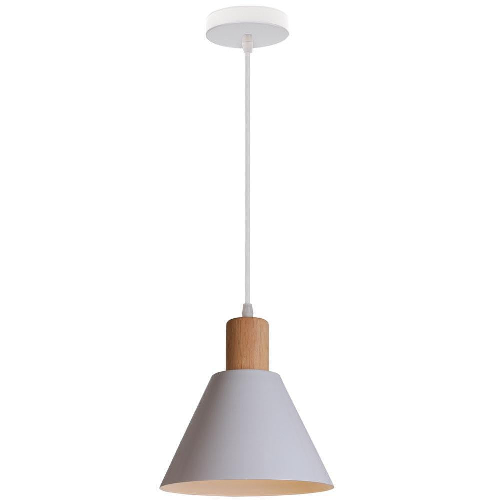Iron Cone Pendant Light | Hallway Ambience | Wood Top Adjustable Cord | Lologe