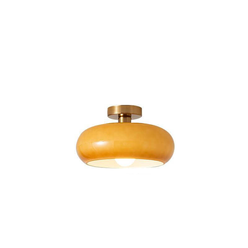Flush Mount Ceiling Light | Living Room | Glass & Copper | Round 1-Light | Lologe