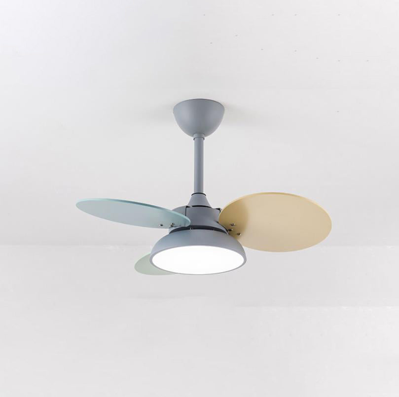 LED Ceiling Fan Light | For Kids Room | Colorful Round Blade | Semi-Flush Mount | Lologe