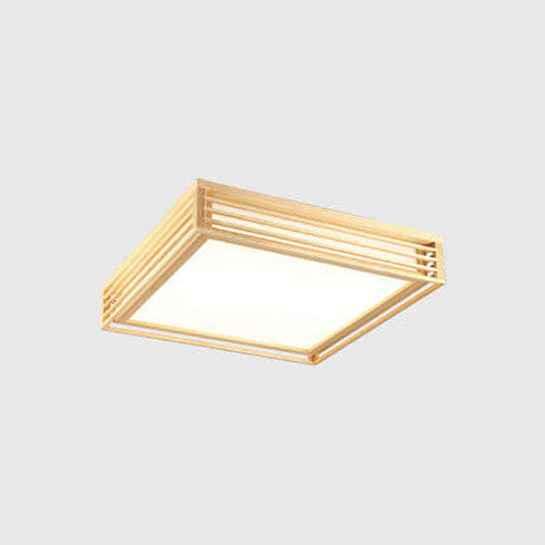 Square LED Flush Mount Ceiling Light | Solid Wood Japanese Tatami | Nordic Style | Lologe
