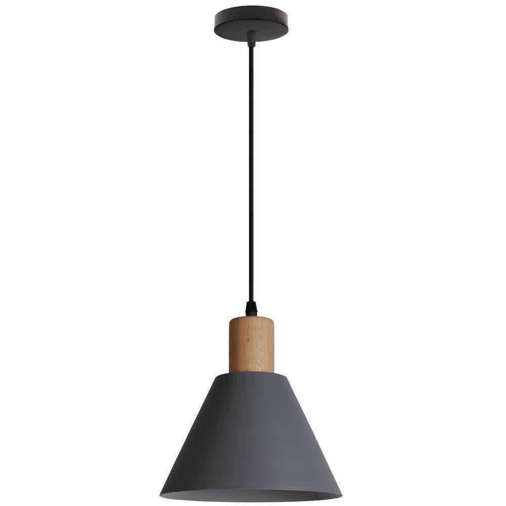 Iron Cone Pendant Light | Hallway Ambience | Wood Top Adjustable Cord | Lologe