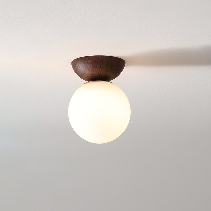 Glass Orb Pendant Light for Living Room | Iron Semi-Flush Mount Modern Minimalist | Lologe