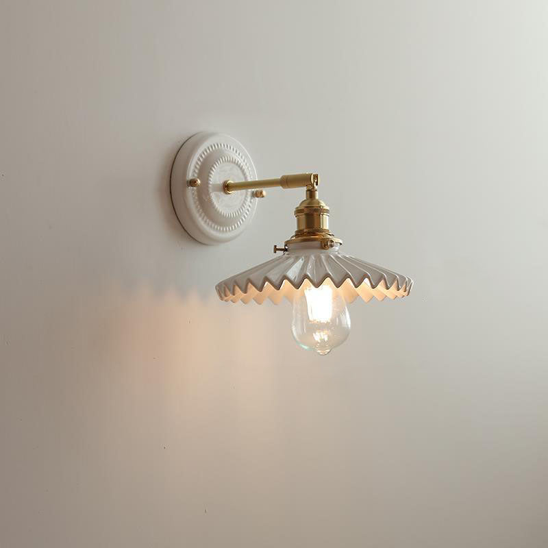 Vintage Ceramic Brass Wall Sconce | Living Room Round Design | Lologe