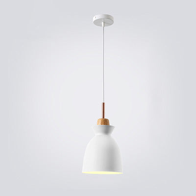 Nordic Pendant Light for Living Room | Oak Wood Iron Bell Dome Design | Lologe