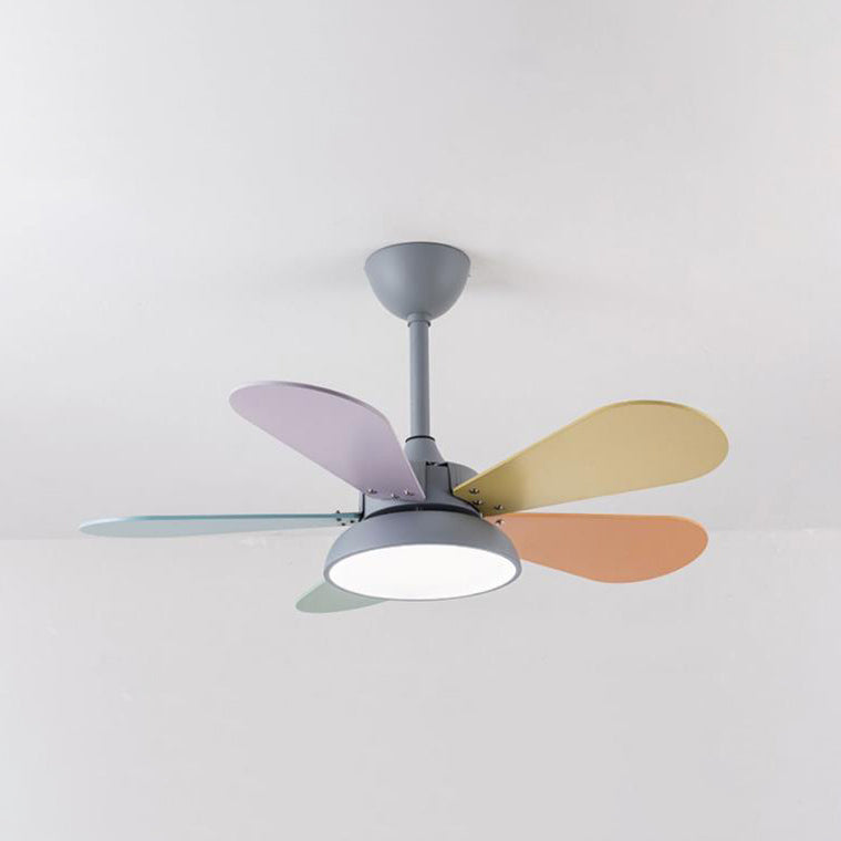 LED Ceiling Fan Light | For Kids Room | Colorful Round Blade | Semi-Flush Mount | Lologe