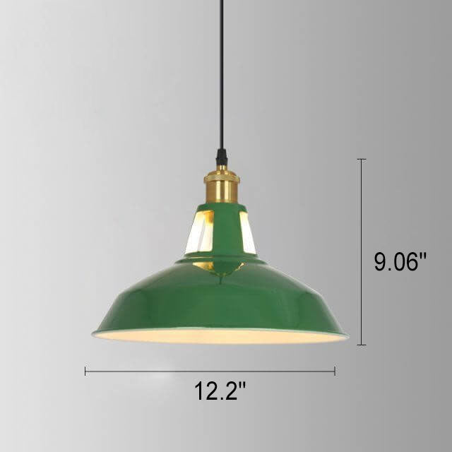 Industrial Green Iron Pendant Light | Vintage Loft Character | Lologe