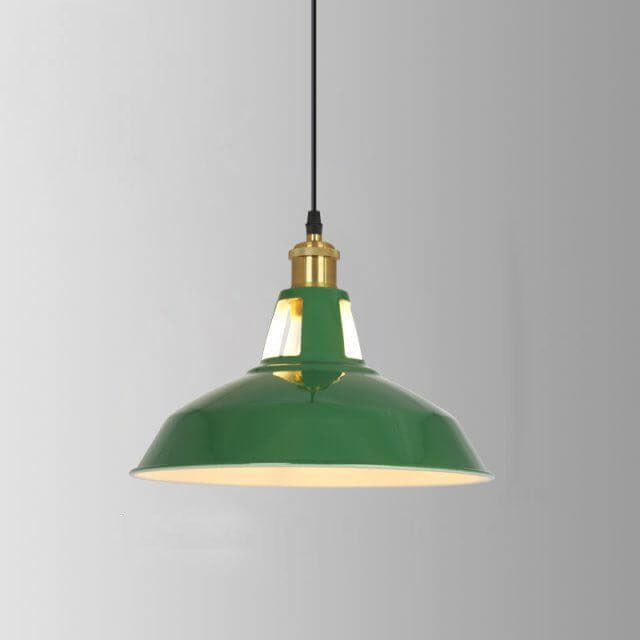 Industrial Green Iron Pendant Light | Vintage Loft Character | Lologe