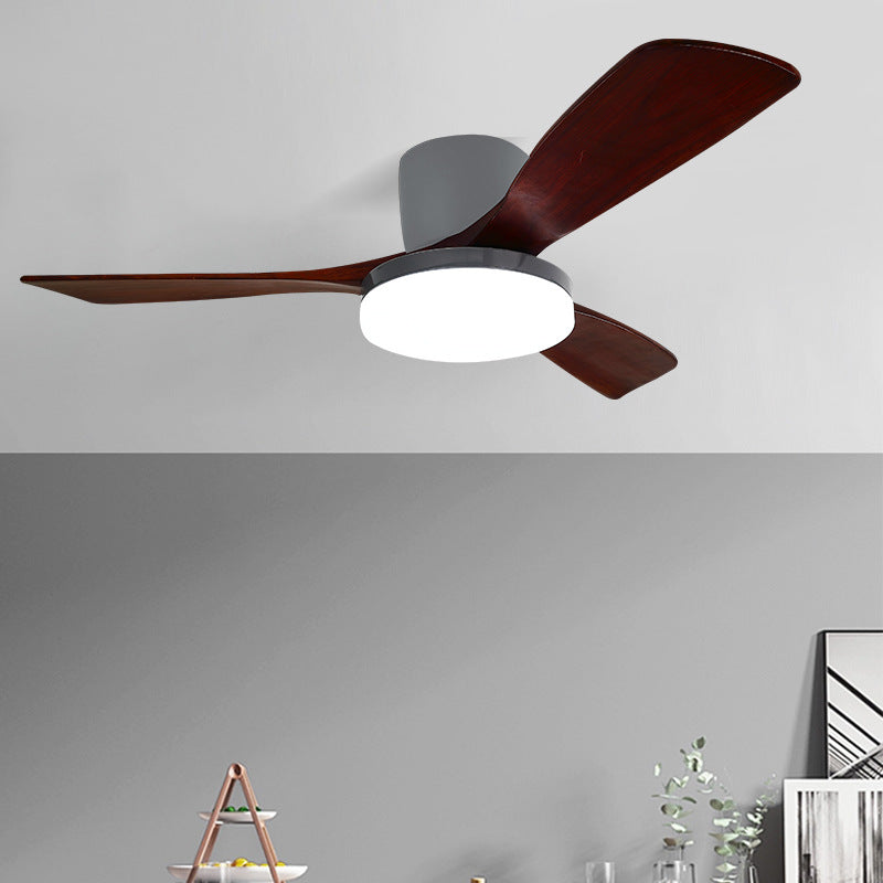 LED Ceiling Fan Light | For Living Room | Copper Wood Acrylic | Semi-Flush Mount | Lologe