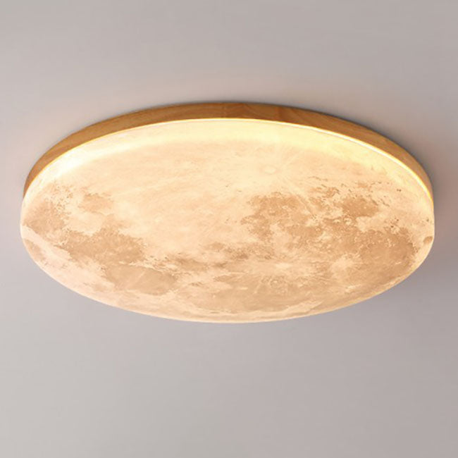 LED Flush Mount Ceiling Light for Bedroom | PVC Wood Grain Nordic Design | Lologe