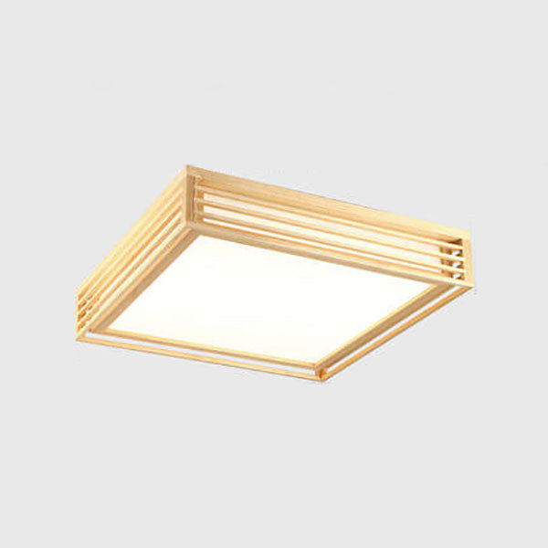 Square LED Flush Mount Ceiling Light | Solid Wood Japanese Tatami | Nordic Style | Lologe