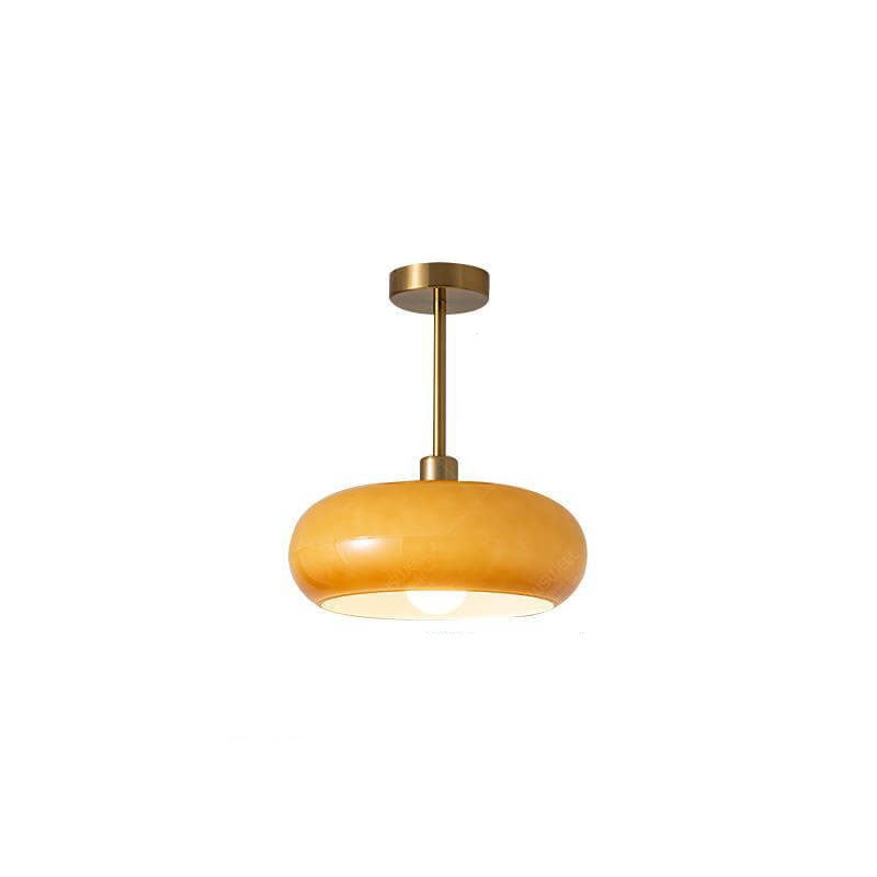 Flush Mount Ceiling Light | Living Room | Glass & Copper | Round 1-Light | Lologe