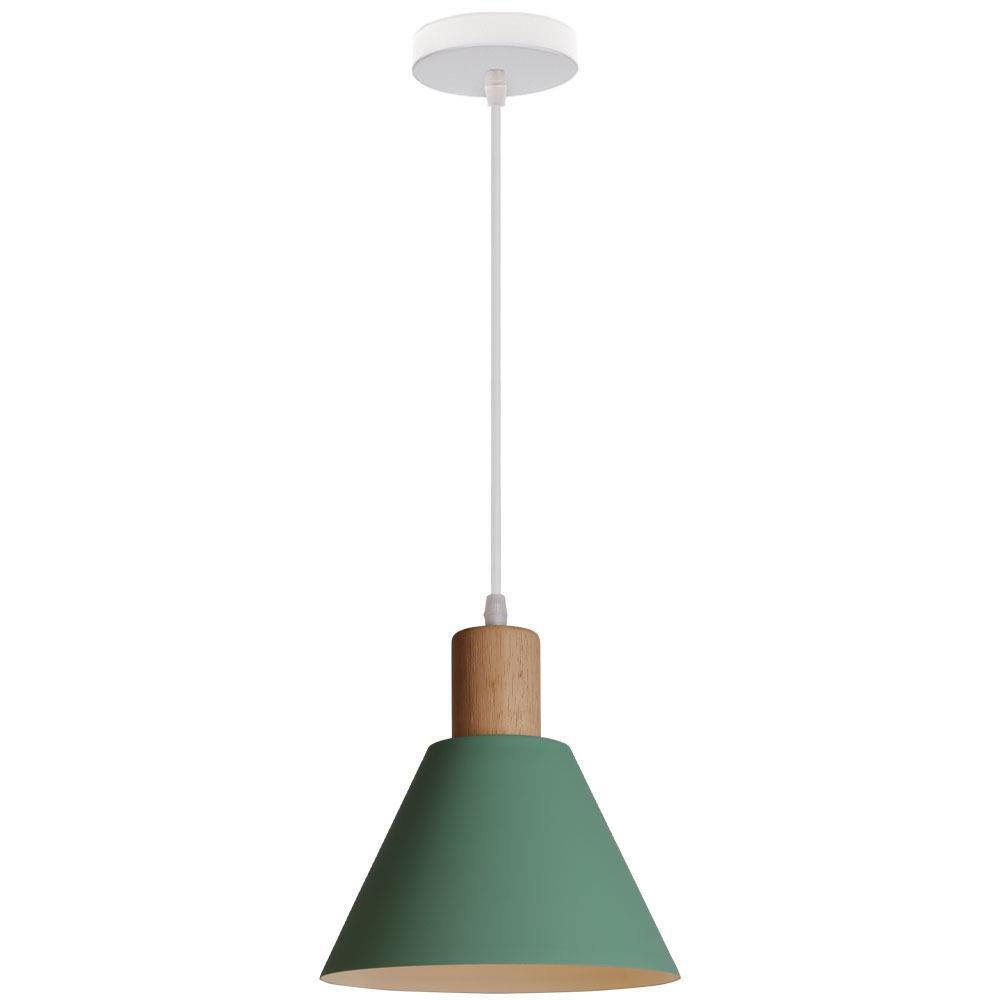 Iron Cone Pendant Light | Hallway Ambience | Wood Top Adjustable Cord | Lologe