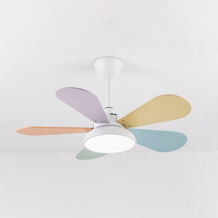 LED Ceiling Fan Light | For Kids Room | Colorful Round Blade | Semi-Flush Mount | Lologe