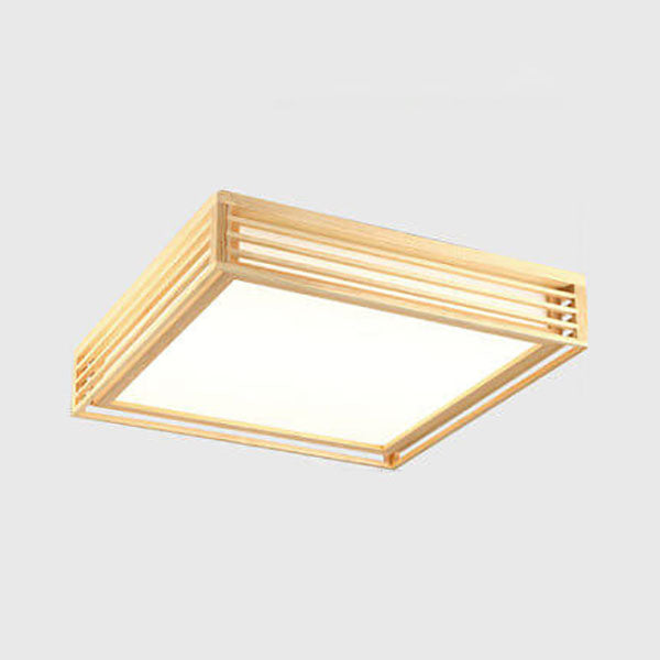 Square LED Flush Mount Ceiling Light | Solid Wood Japanese Tatami | Nordic Style | Lologe