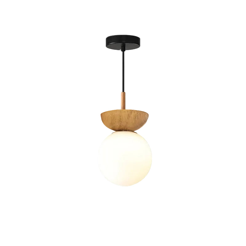 Glass Orb Pendant Light for Living Room | Iron Semi-Flush Mount Modern Minimalist | Lologe