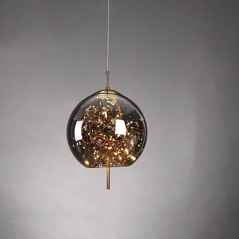 Glass Pendant Light for Bedroom | Scandinavian Cylinder Oval Amber Glass | Lologe