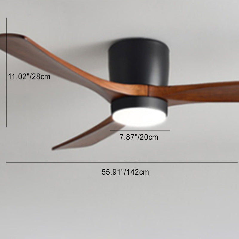 LED Ceiling Fan Light | For Living Room | Copper Wood Acrylic | Semi-Flush Mount | Lologe
