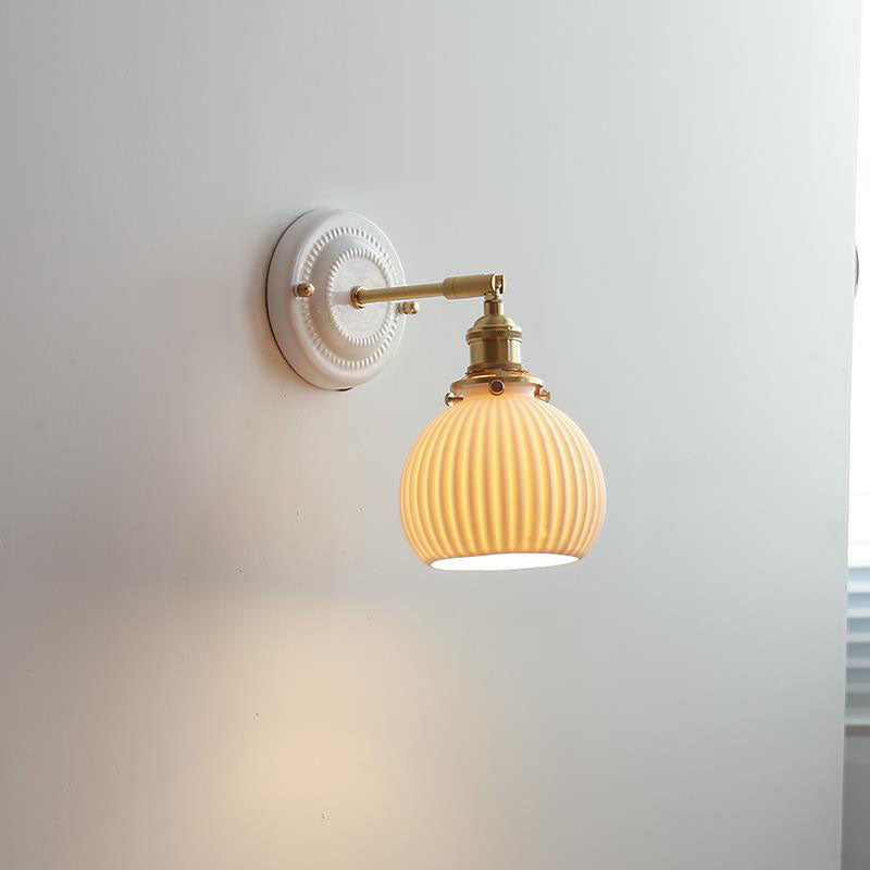 Vintage Ceramic Brass Wall Sconce | Living Room Round Design | Lologe