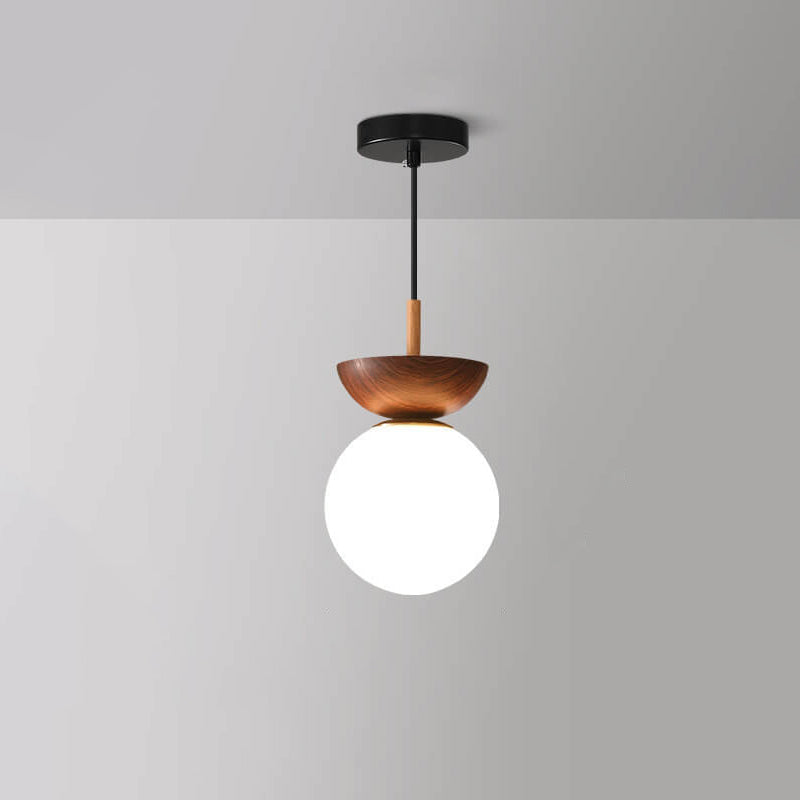 Glass Orb Pendant Light for Living Room | Iron Semi-Flush Mount Modern Minimalist | Lologe