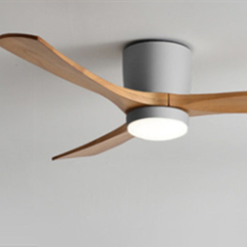 LED Ceiling Fan Light | For Living Room | Copper Wood Acrylic | Semi-Flush Mount | Lologe